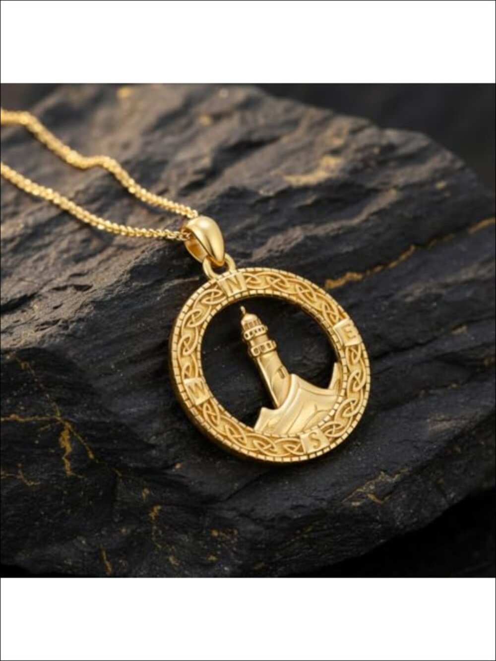 18K Gold Plated Nautical Lighthouse Pendant Necklace for Women - Picture 2 of 4